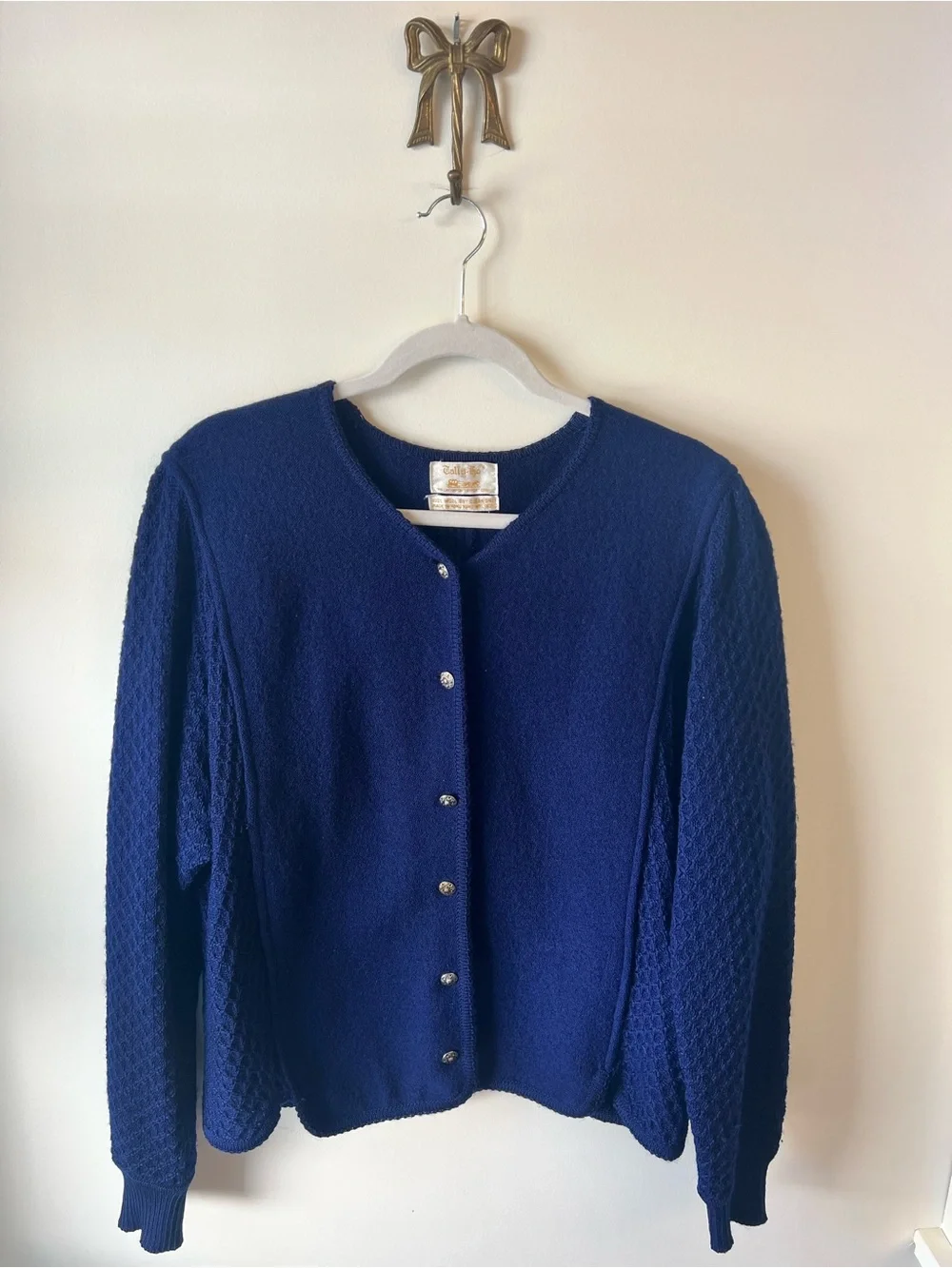 VTG Tally Ho Women’s Navy Blue 100% Boiled Wool Jacket Cardigan Large